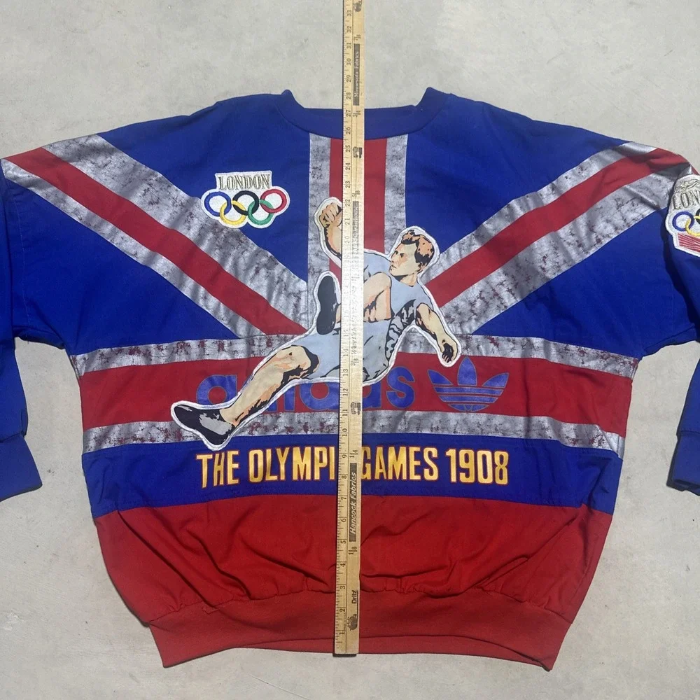 Vintage 1980s Adidas Olympic Games London 1908 1948 Sweatshirt AOP SZ XL 2 Sided